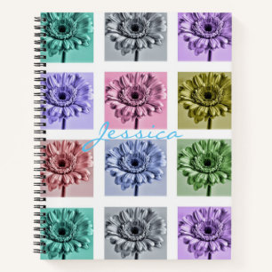 Flower Pop Art Squares Personalised Notebook