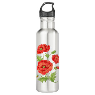 Flower poppy 710 ml water bottle