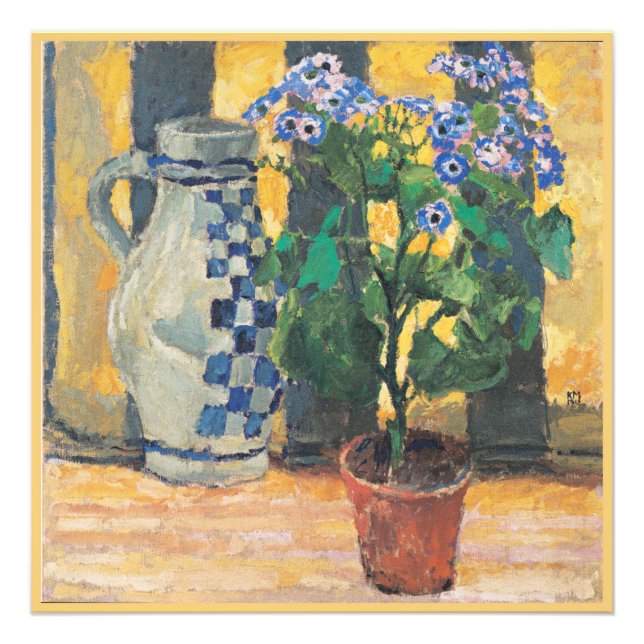 Flower Pot and Ceramic Jug, still life painting, Photo Print (Front)