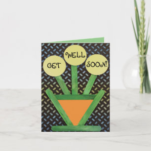 Flower pot & flowers spring summer grow GET WELL Card