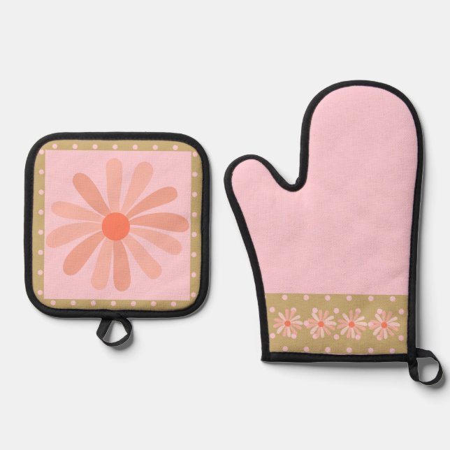 "Flower Pot"  Oven Mitt & Pot Holder Set (Front)