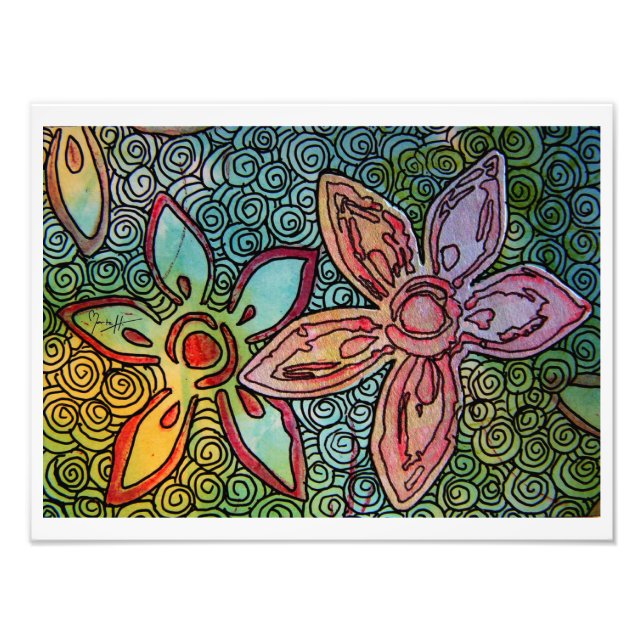 Flower Potato Carving with swirls Photo Print (Front)