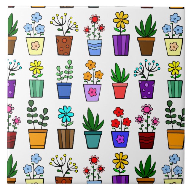 Flower Pots Ceramic Tile (Front)