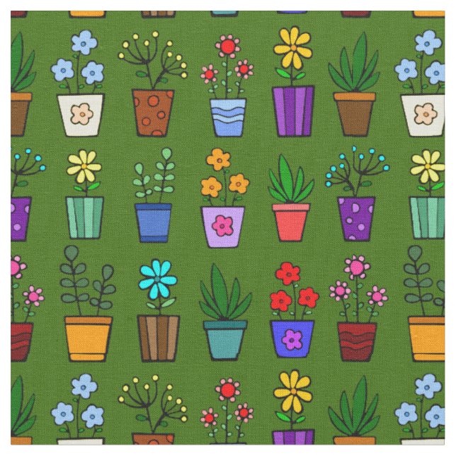 Flower Pots Fabric (Close Up)