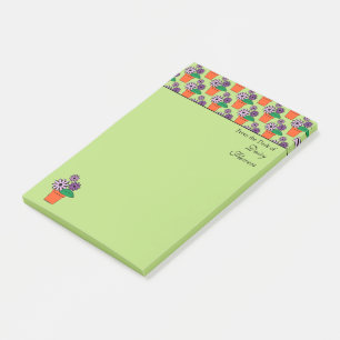 Flower Pots Purple Daisies Personalised Post-it Notes