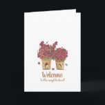 Flower Pots Welcome  Card<br><div class="desc">This greeting card features a sweet illustration of two birds having a morning chat from the little doors of their flower pot homes. Perfect for welcoming new families to your neighbourhood! Or customise the text to suit your needs. Inside is blank so you can personalise this with your own sentiments!...</div>