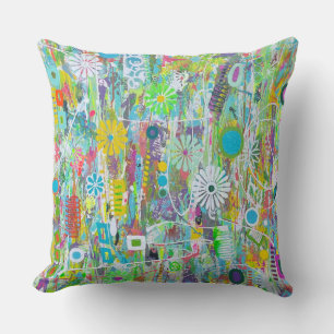 Flower Power 20 x 20 Cotton Throw Pillow