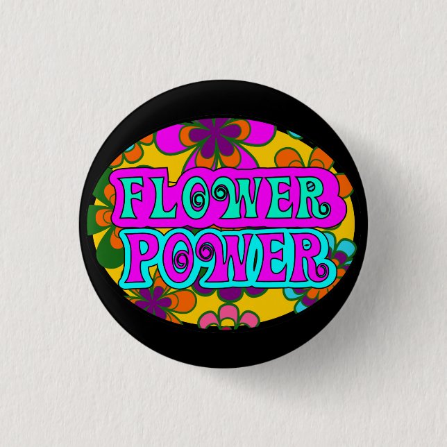 flower power 3 cm round badge (Front)