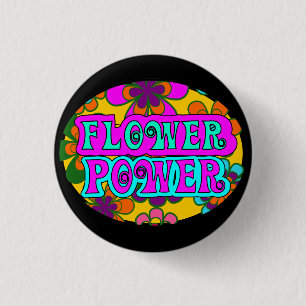 flower power 3 cm round badge