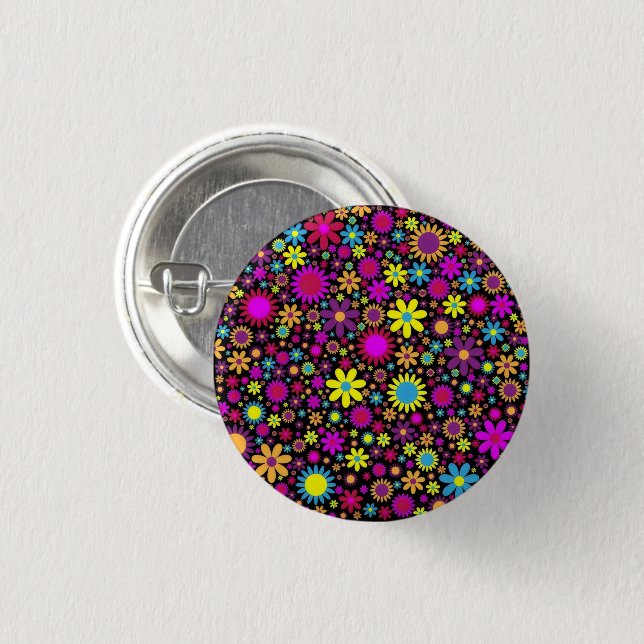 Flower Power 3 Cm Round Badge (Front & Back)
