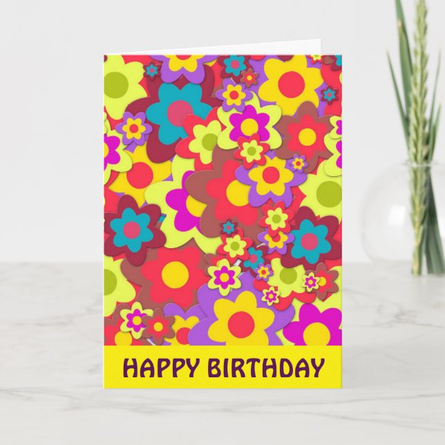 Flower Power 60s hippy birthday Card (Front)