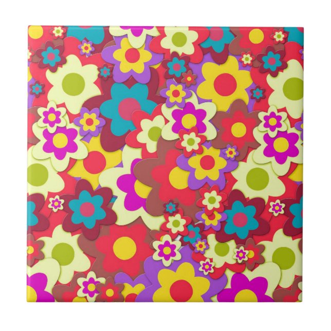 Flower Power 60s hippy Tile (Front)