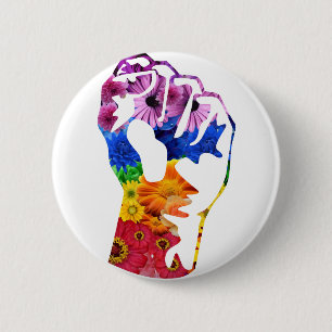 Flower power 6 cm round badge