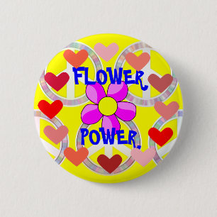 Flower Power 6 Cm Round Badge