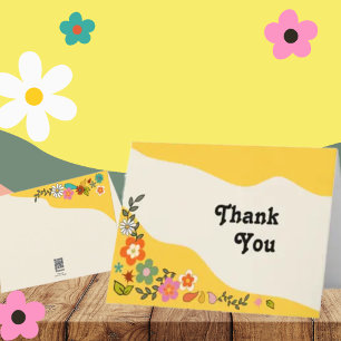 Flower Power 70's Botanical Thank You Card