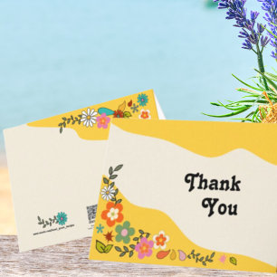 Flower Power 70's Botanical Thank You Card