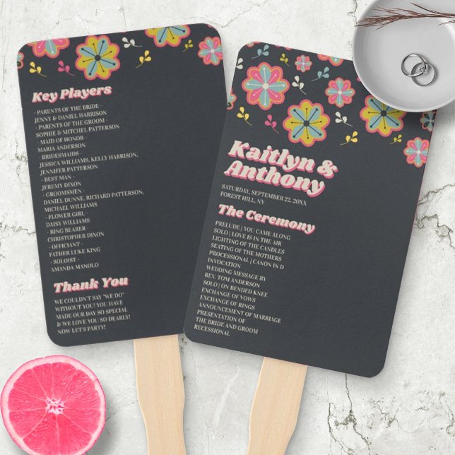 Flower Power 70's Retro Groovy Wedding Hand Fan (Creator Uploaded)