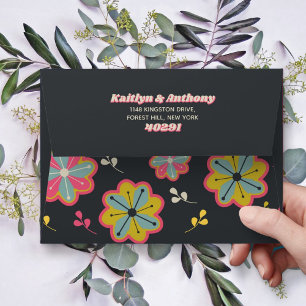 Flower Power 70's Retro Groovy Wedding Invitation Envelope
