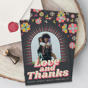 Flower Power 70's Retro Groovy Wedding Photo Thank You Card