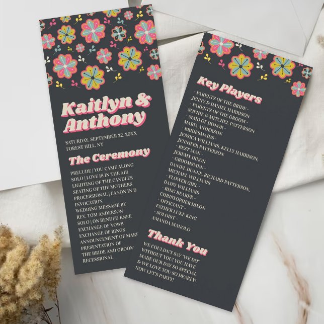 Flower Power 70's Retro Groovy Wedding Programme (Creator Uploaded)