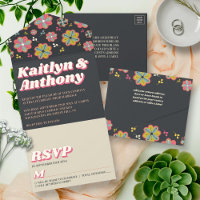 Flower Power 70's Retro Groovy Wedding Real Foil