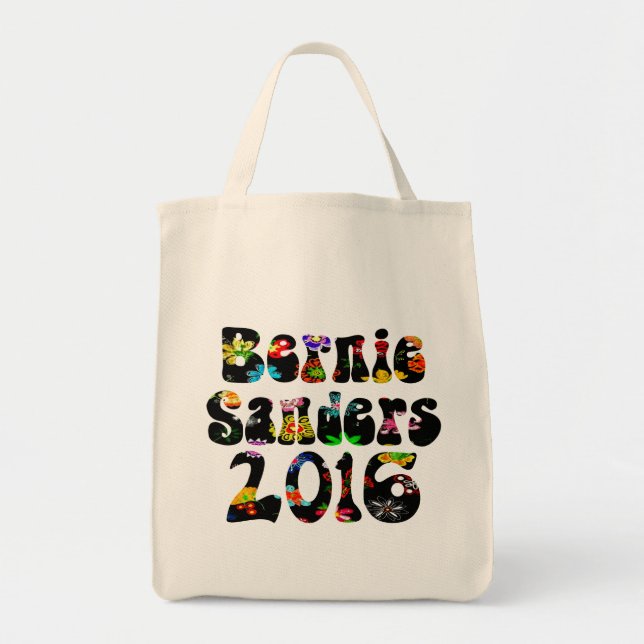 Flower Power Bernie Sanders 2016 Tote Bag (Front)