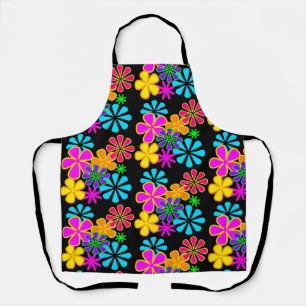Flower Power Black Apron
