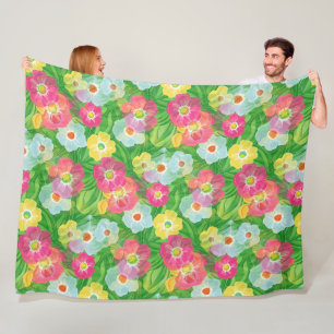 Flower Power Blossoms seamless pattern 4 Fleece Blanket