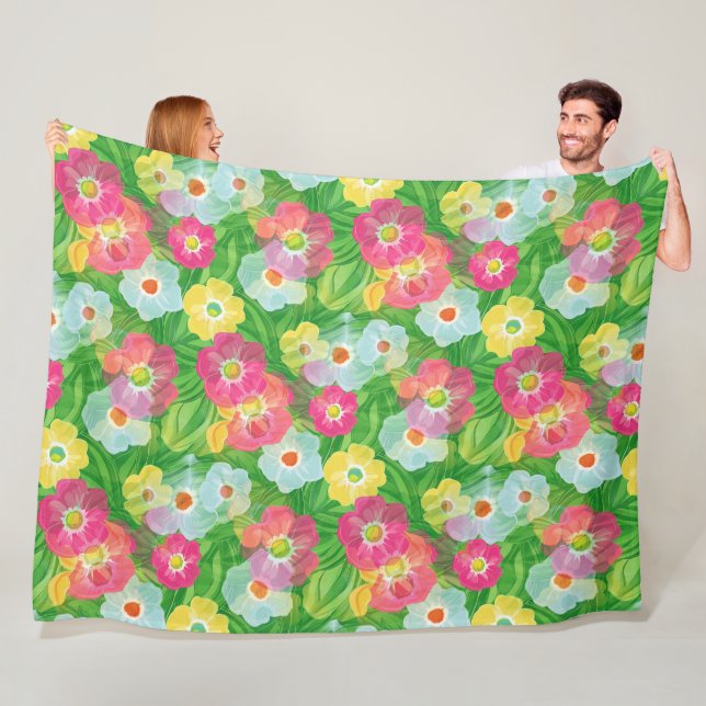Flower Power Blossoms seamless pattern 4 Fleece Blanket (In Situ)