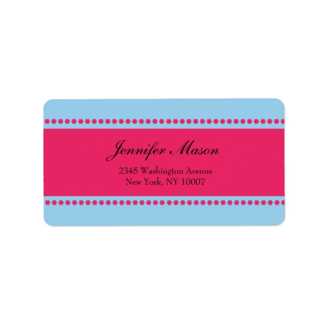 Flower power - blue and pink address labels (Front)