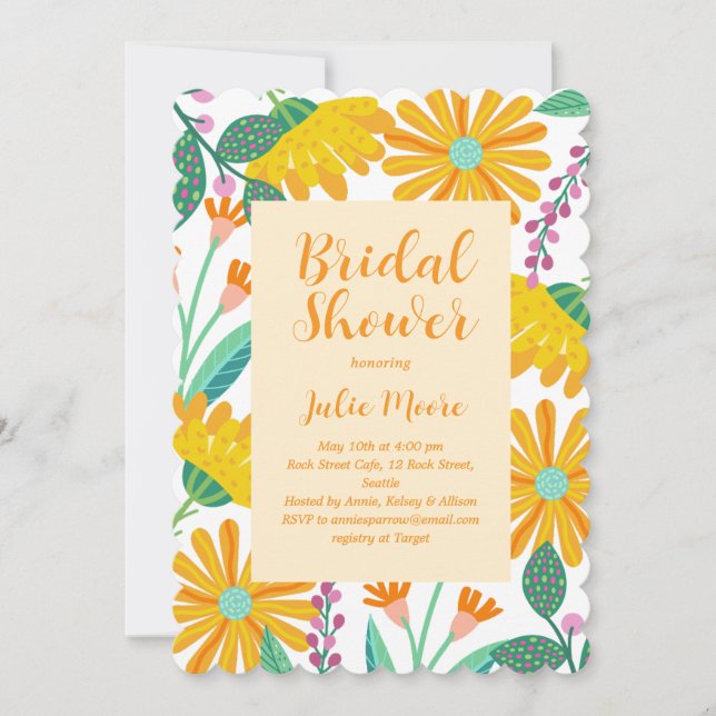 Flower Power Bridal Wedding Shower Invitation (Front)