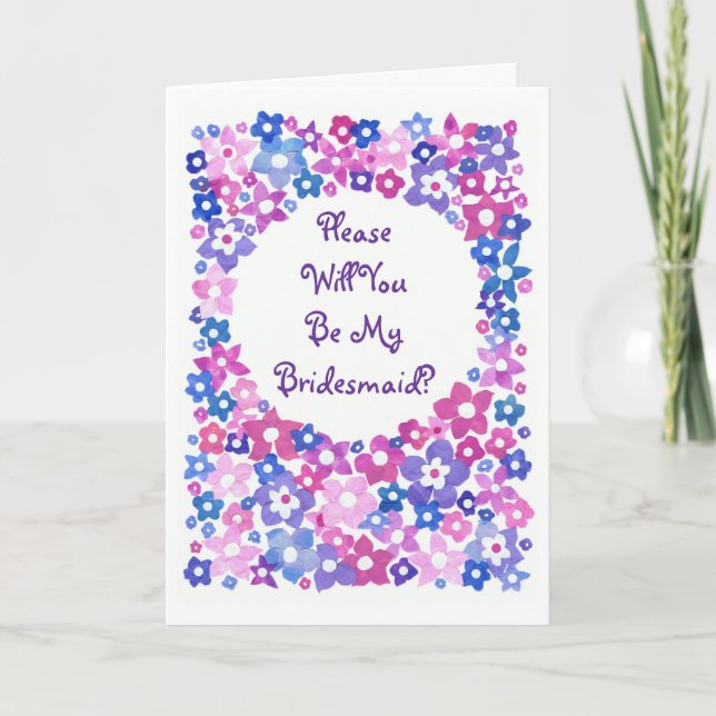 'Flower Power'  Bridesmaid Invitation to Customise (Front)