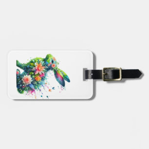Flower Power Bunny Rabbit Luggage Tag