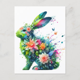 Flower Power Bunny Rabbit Postcard