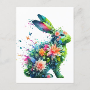 Flower Power Bunny Rabbit Postcard