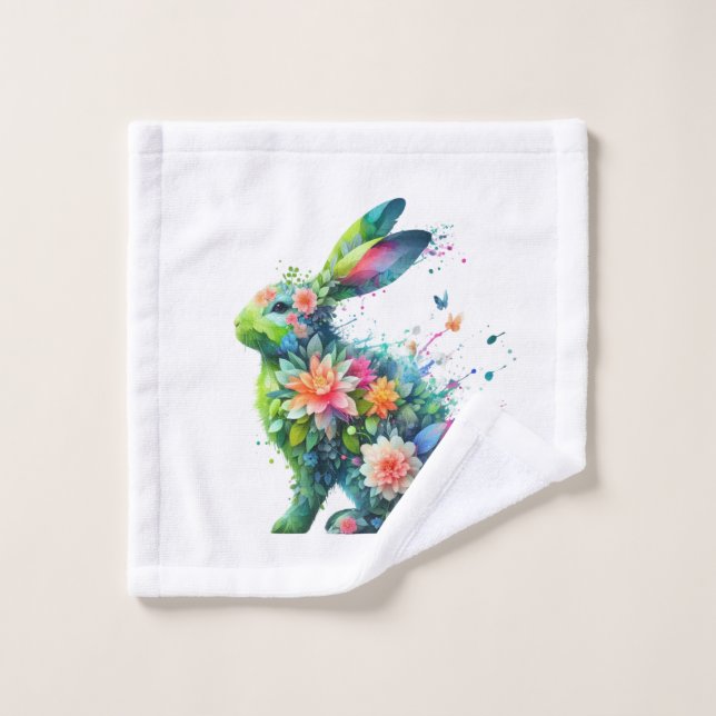 Flower Power Bunny Rabbit Wash Cloth (Wash Cloth)
