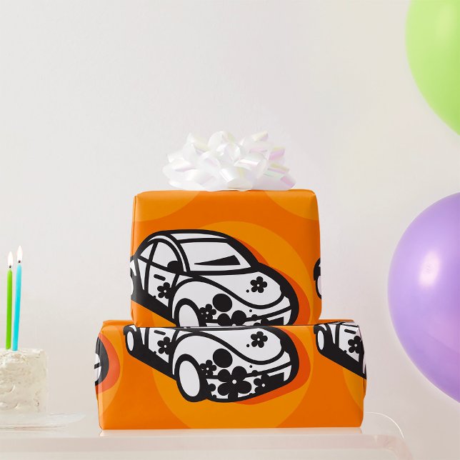 Flower Power Car Cute Hippie Style Wrapping Paper (Creator Uploaded)