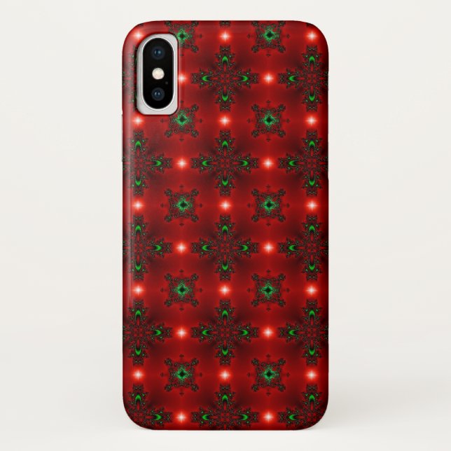 Flower Power, Christmas Magic in Red and Green Case-Mate iPhone Case (Back)