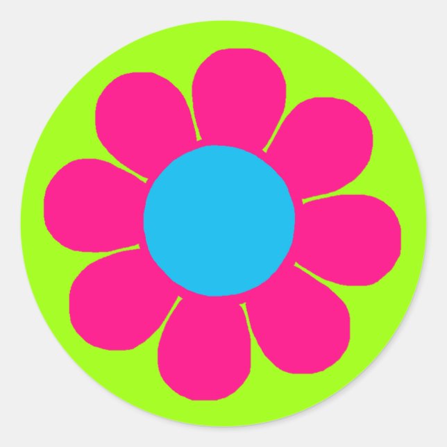 Flower Power Classic Round Sticker (Front)