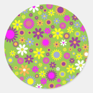 Flower Power Classic Round Sticker
