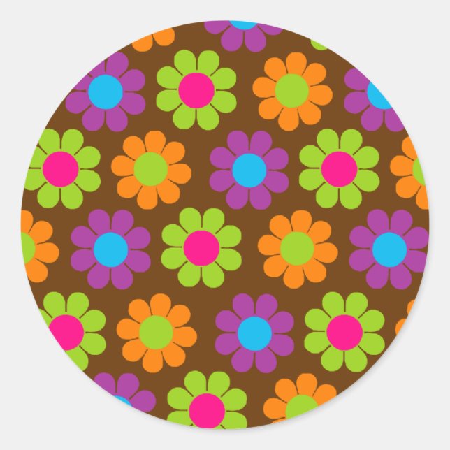 Flower Power Classic Round Sticker (Front)