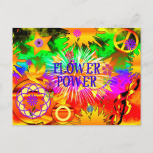 Flower Power - Colourful 1960s Motif Postcard