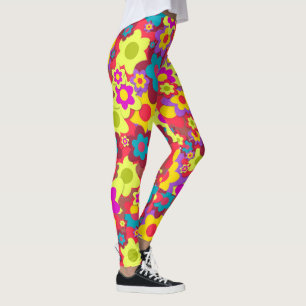 Flower power colourful sixties retro leggings