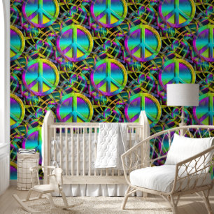 Flower Power - Colourfully Peace Sign Pattern 1 Wallpaper