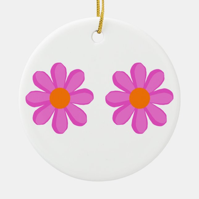 Flower Power cute  Ceramic Tree Decoration (Front)