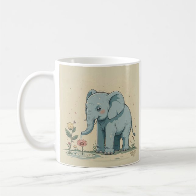  Flower Power Elephant: Nature’s Gardener Coffee Mug (Left)
