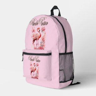 Flower Power Flamingo   Pink & Floral Design Printed Backpack