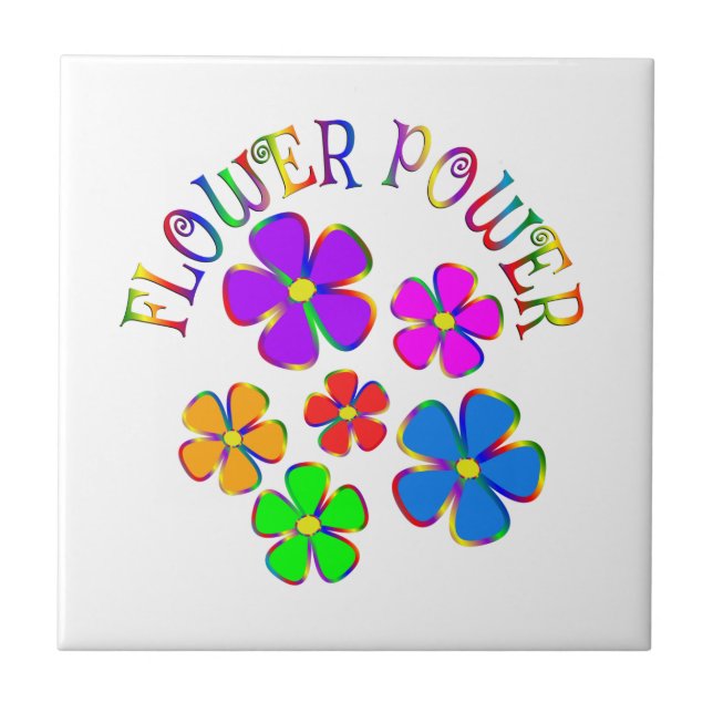 Flower Power Fun Flowers Tile (Front)