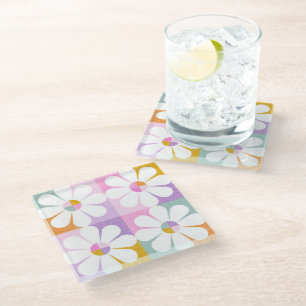 Flower power glass coaster