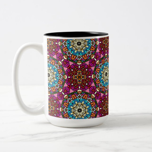 Flower Power Groovy Garden Two-Tone Coffee Mug (Left)